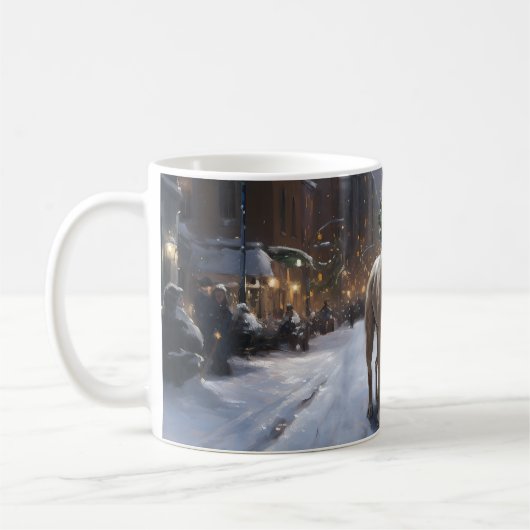 Amerikaanse Staffordshire Kerstfeestperiode Koffiemok (Links)