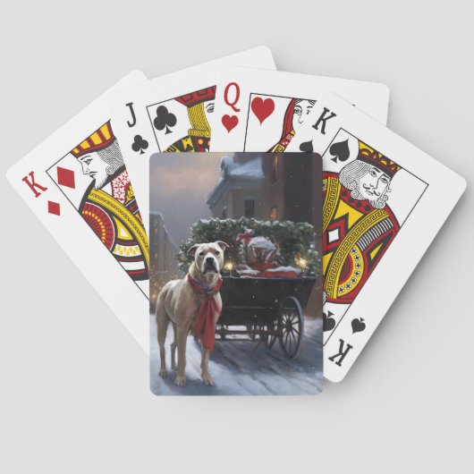 Amerikaanse Staffordshire Kerstfeestseizoen Pokerkaarten (Achterkant)