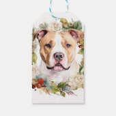 Amerikaanse Staffordshire Kerstkrans feestelijk Cadeaulabel (Achterkant)