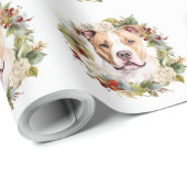 Amerikaanse Staffordshire Kerstkrans feestelijk Cadeaupapier (Rol Hoek)