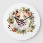 Amerikaanse Staffordshire Kerstkrans feestelijk Grote Klok (Voorkant)