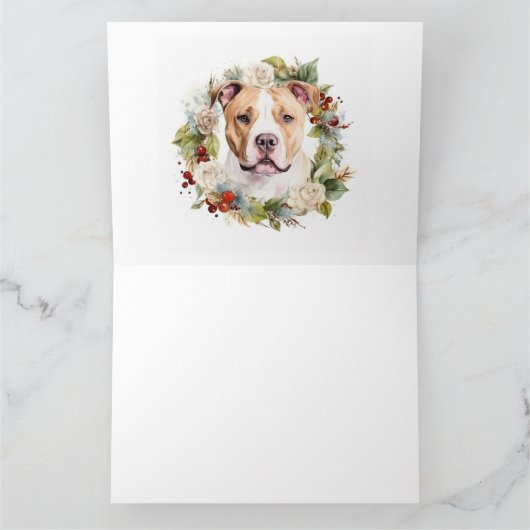 Amerikaanse Staffordshire Kerstkrans feestelijk Kaart (Binnen)