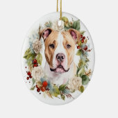 Amerikaanse Staffordshire Kerstkrans feestelijk Keramisch Ornament (Rechts)