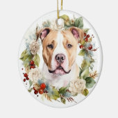 Amerikaanse Staffordshire Kerstkrans feestelijk Keramisch Ornament (Links)