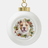 Amerikaanse Staffordshire Kerstkrans feestelijk Keramische Bal Ornament (Voorkant)