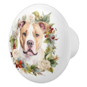 Amerikaanse Staffordshire Kerstkrans feestelijk Keramische Knop (Rechts)