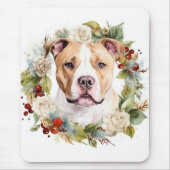 Amerikaanse Staffordshire Kerstkrans feestelijk Muismat (Voorkant)