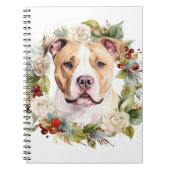 Amerikaanse Staffordshire Kerstkrans feestelijk Notitieboek (Voorkant)