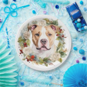 Amerikaanse Staffordshire Kerstkrans feestelijk Papieren Bordje (Feest)