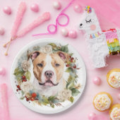 Amerikaanse Staffordshire Kerstkrans feestelijk Papieren Bordje (Feest)