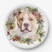 Amerikaanse Staffordshire Kerstkrans feestelijk Papieren Bordje (Voorkant)