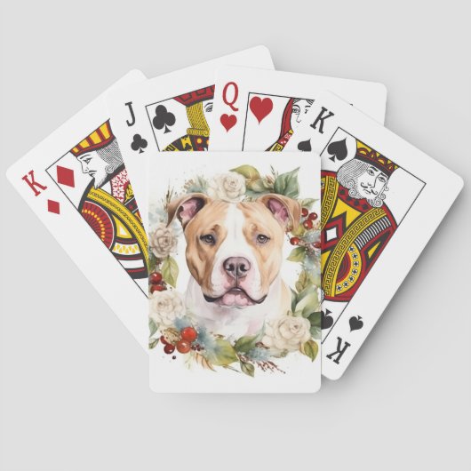 Amerikaanse Staffordshire Kerstkrans feestelijk Pokerkaarten (Achterkant)