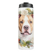 Amerikaanse Staffordshire Kerstkrans feestelijk Thermosbeker (Voorkant)