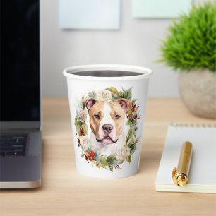 Amerikaanse Staffordshire Kerstkrans Festivus Papieren Bekers
