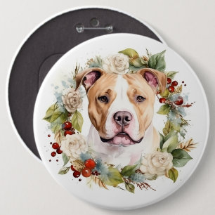 Amerikaanse Staffordshire Kerstkrans Festivus Ronde Button 6,0 Cm