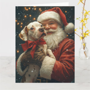 Amerikaanse Staffordshire Kerstman Kerstmis Kaart