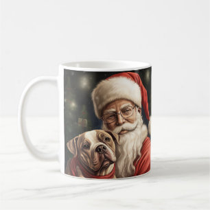 Amerikaanse Staffordshire met Kerstman Kerstmis Koffiemok