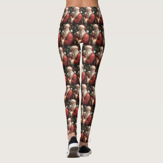Amerikaanse Staffordshire met Kerstman Kerstmis Leggings (Achterkant)