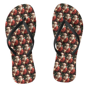 Amerikaanse Staffordshire met Kerstman Kerstmis Teenslippers