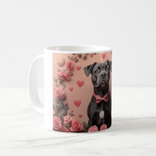 Amerikaanse Staffordshire met Rozen -Valentijnsdag Koffiemok