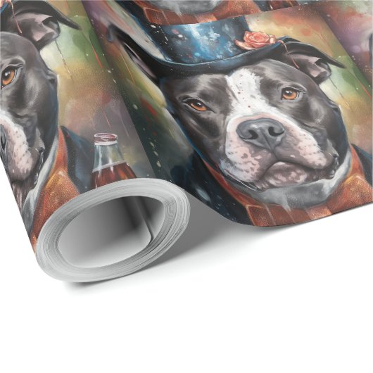 Amerikaanse Staffordshire nieuwjaarskaart Cadeaupapier (Rol Hoek)