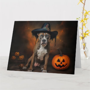 Amerikaanse Staffordshire Pompoenen Halloween Grie Kaart