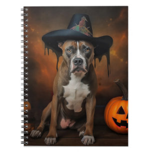 Amerikaanse Staffordshire Pompoenen Halloween Grie Notitieboek