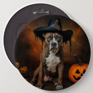 Amerikaanse Staffordshire Pompoenen Halloween Grie Ronde Button 6,0 Cm