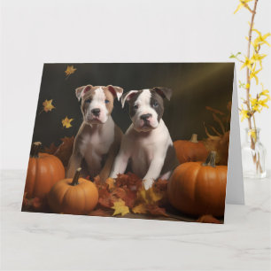 Amerikaanse Staffordshire Puppy Herfst Plezier Kaart