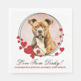 Amerikaanse Staffordshire Red Heart Hond Foto Servet