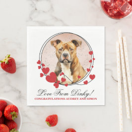 Amerikaanse Staffordshire Red Heart Trouwfoto Hond Servet