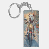 Amerikaanse Staffordshire Rijmotor Kerstmis Sleutelhanger (Voorkant Links)