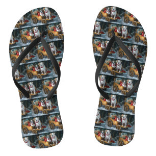 Amerikaanse Staffordshire Sneeuw Slede Kerstmis  Teenslippers