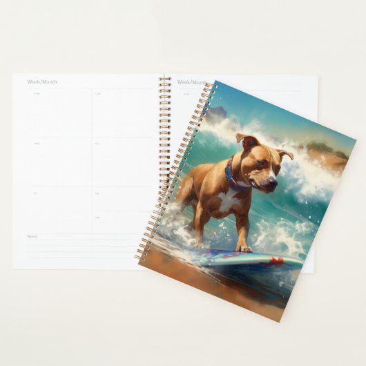 Amerikaanse Staffordshire Strand Surfen Schilderen Planner (Display)