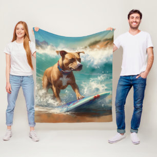 Amerikaanse Staffordshire Strand Surfing Schildere Fleece Deken