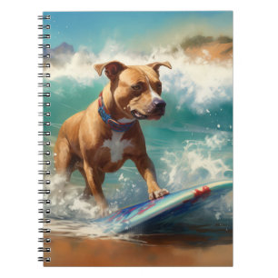 Amerikaanse Staffordshire Strand Surfing Schildere Notitieboek