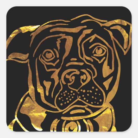 AMERIKAANSE STAFFORDSHIRE TERRIE VIERKANTE STICKER (Voorkant)