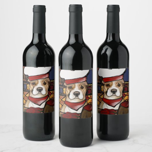 AMERIKAANSE STAFFORDSHIRE TERRIE WIJN ETIKET (Flessen)