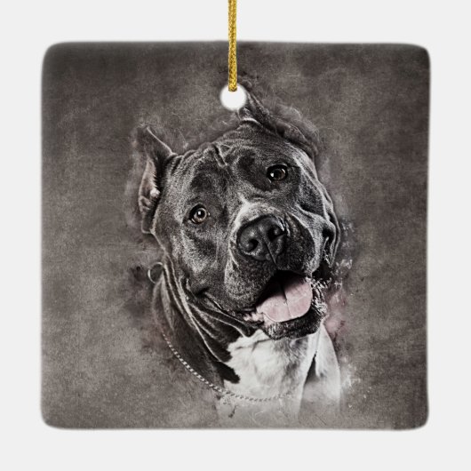 Amerikaanse Staffordshire Terrier - Amstaff Keramisch Ornament (Achterkant)