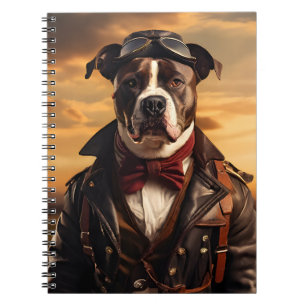 Amerikaanse Staffordshire Terrier Aviator Vintage Notitieboek