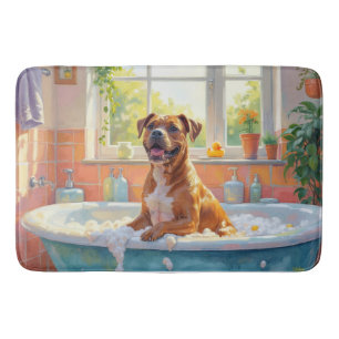Amerikaanse Staffordshire Terrier badtijd badkamer Badmat
