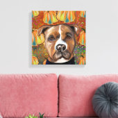 AMERIKAANSE STAFFORDSHIRE TERRIËR CANVAS AFDRUK (Insitu (Woonkamer))