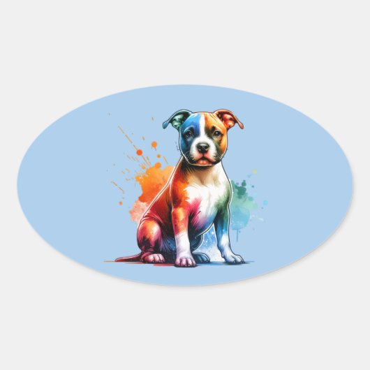 Amerikaanse Staffordshire Terrier Dog Ovale Sticker (Voorkant)