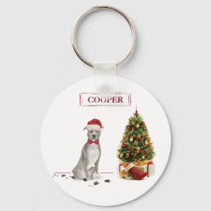 Amerikaanse Staffordshire Terrier Grappige Kerstho Sleutelhanger