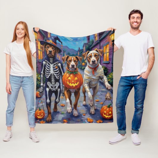 Amerikaanse Staffordshire Terriër Honden Halloween Fleece Deken (In situ)