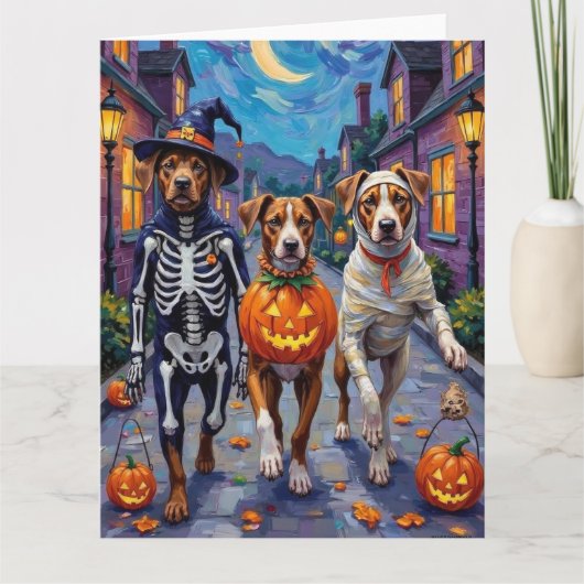 Amerikaanse Staffordshire Terriër Honden Halloween Kaart (Voorkant)