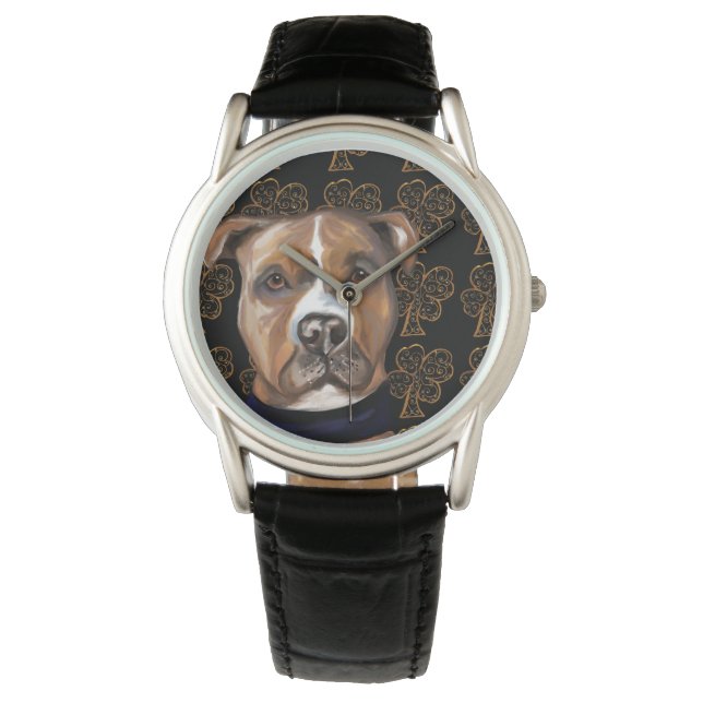 AMERIKAANSE STAFFORDSHIRE TERRIËR HORLOGE (Voorkant)