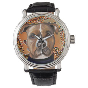 AMERIKAANSE STAFFORDSHIRE TERRIËR HORLOGE