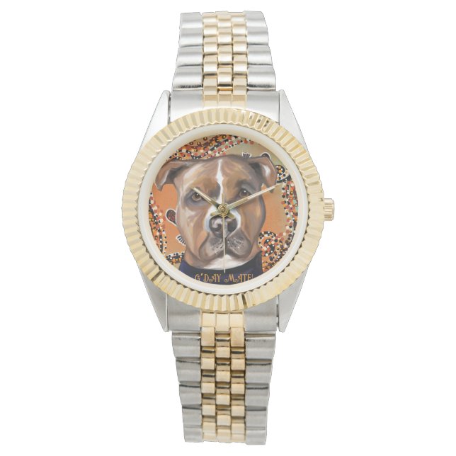 AMERIKAANSE STAFFORDSHIRE TERRIËR HORLOGE (Voorkant)