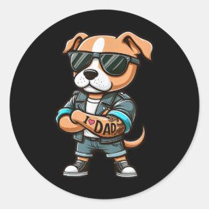 Amerikaanse Staffordshire Terrier Ik hou van papa  Ronde Sticker
